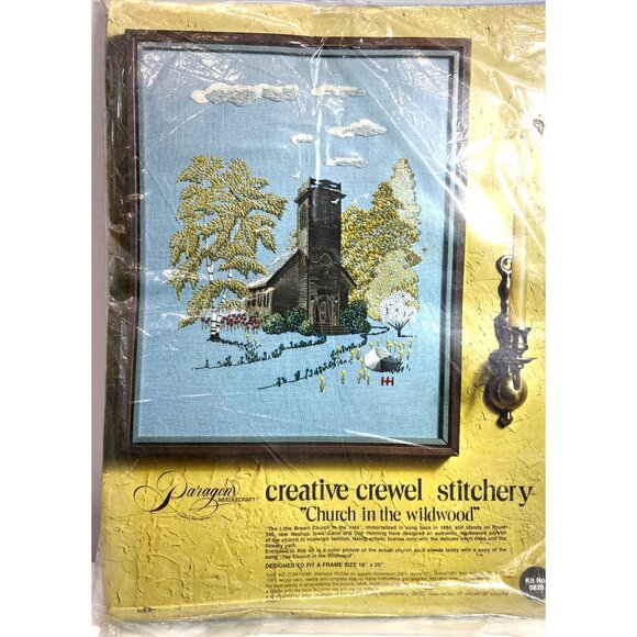 Creative Crewel Stitchery Kit "Church In The Wildwood" 16"x20" Design 100% Acryl - Picture 1 of 5